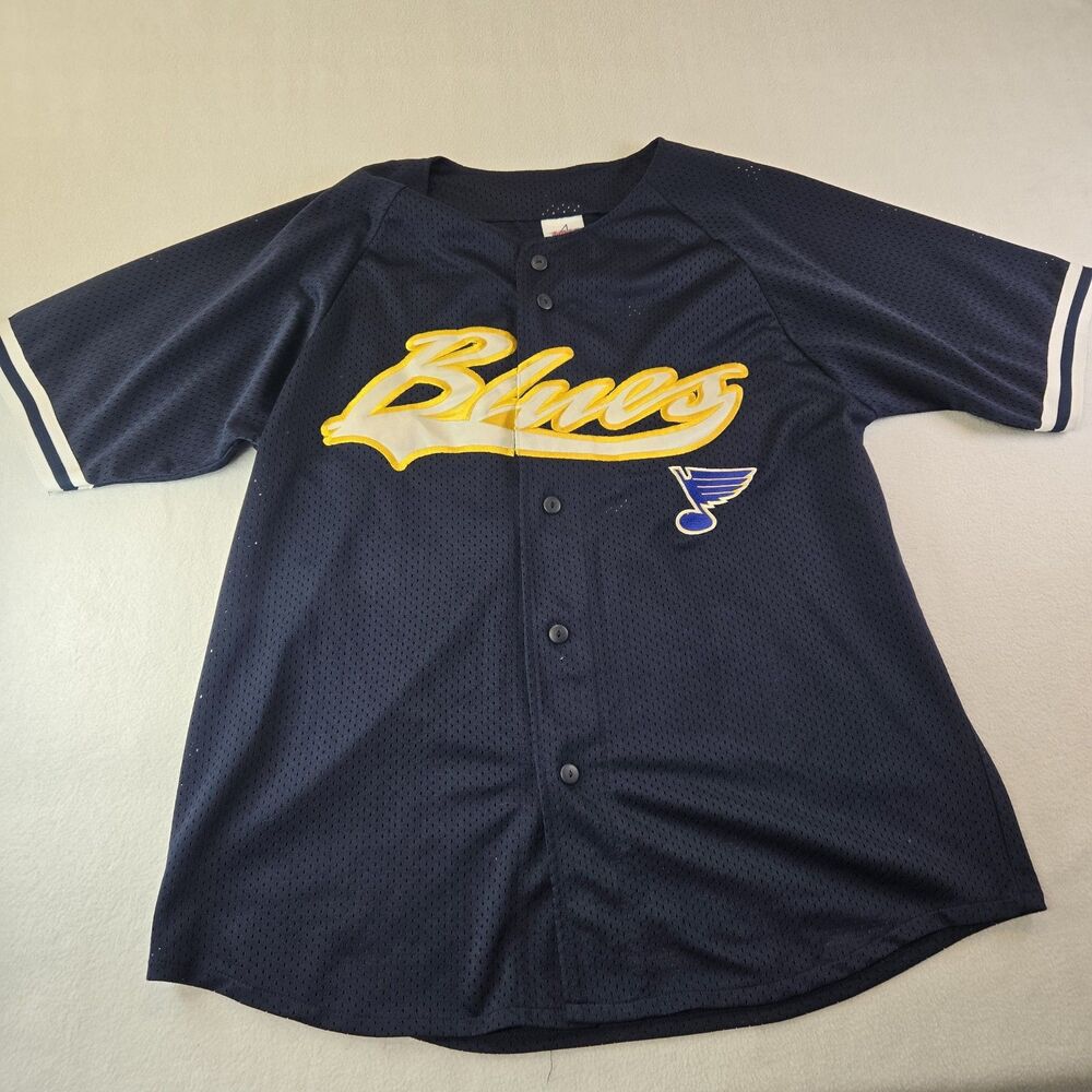 NHL ST Louis Blues Baseball #1 TUREK Jersey Men’s L Hockey Vintage Joy Athletic